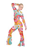 Flower Child Groovy LS Zipper Back Wide Flare Pant Unitard