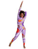 Tuta intera Flower Child Swirl LS con scollo a V e cerniera posteriore