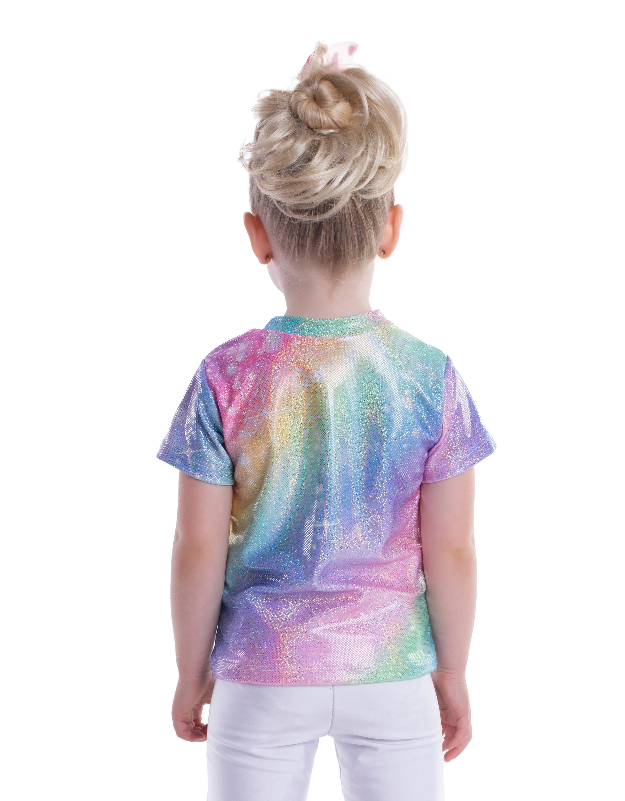 Maglietta arcobaleno con unicorno e balletto