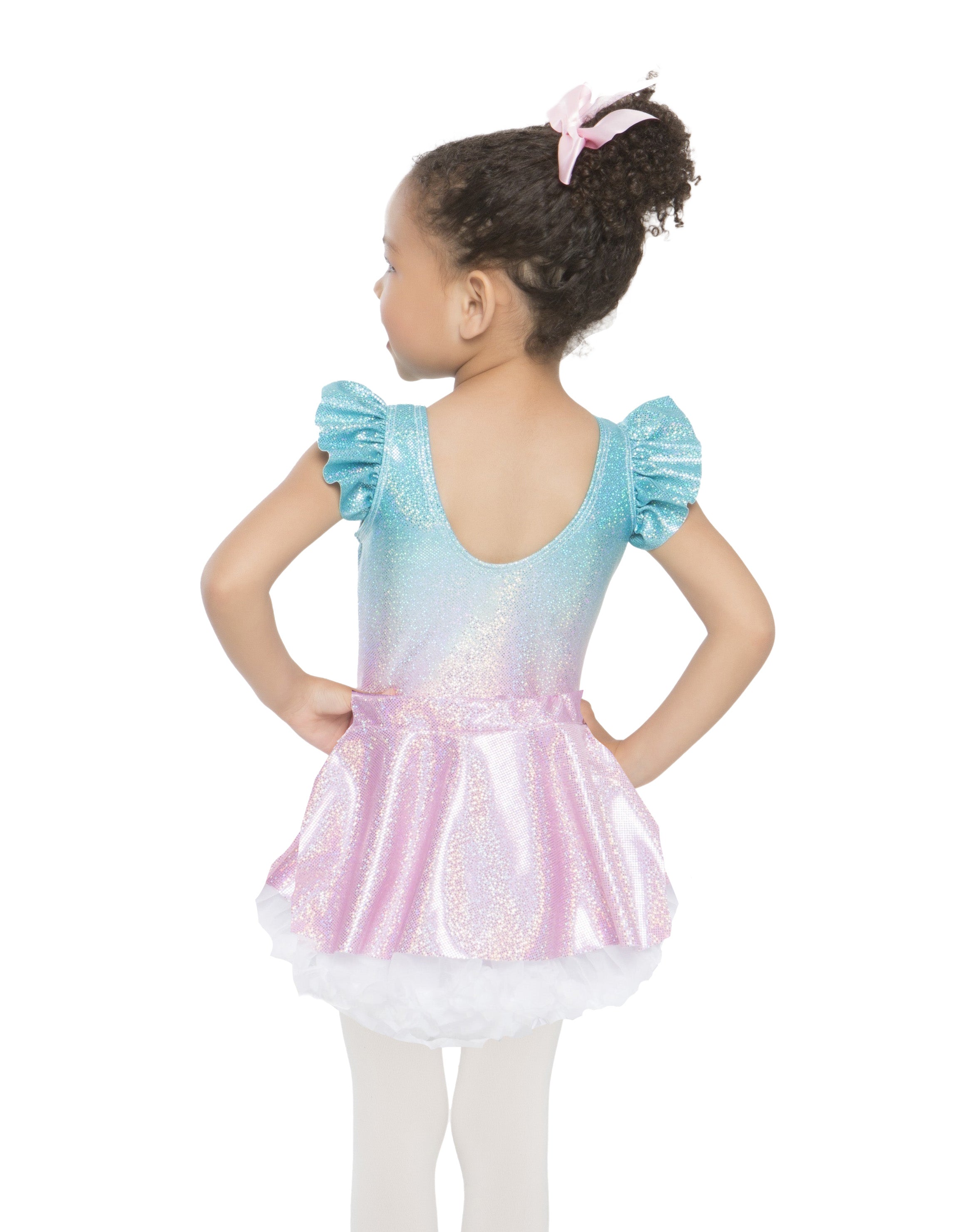 Sottoveste con gonna a palloncino e occhi sorridenti arcobaleno con unicorno