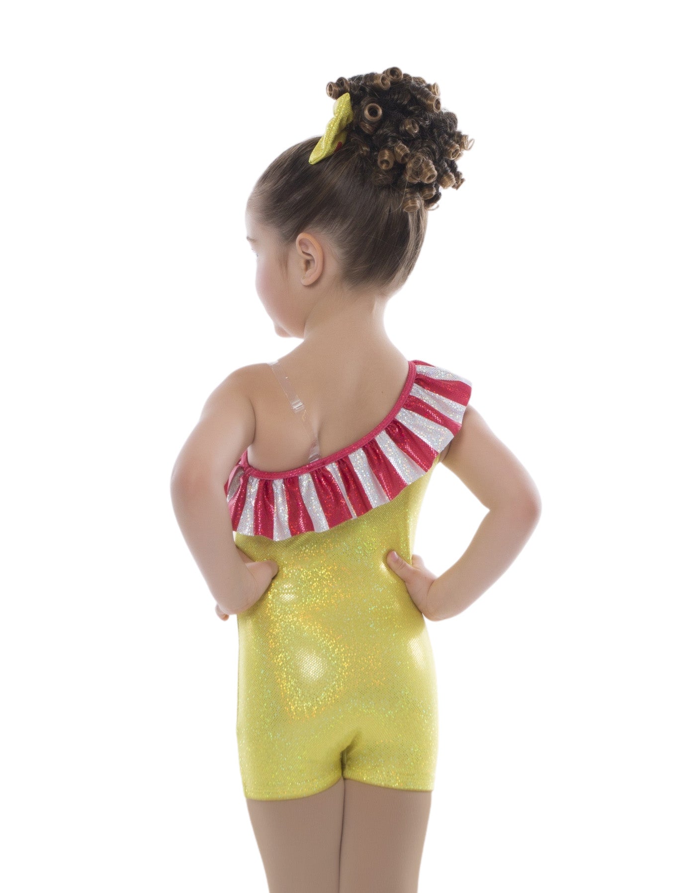 Banana Smoothie Jazz Solid One Shoulder con volant Biketard