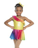 Abito monospalla con volant Waving My Rainbow Light