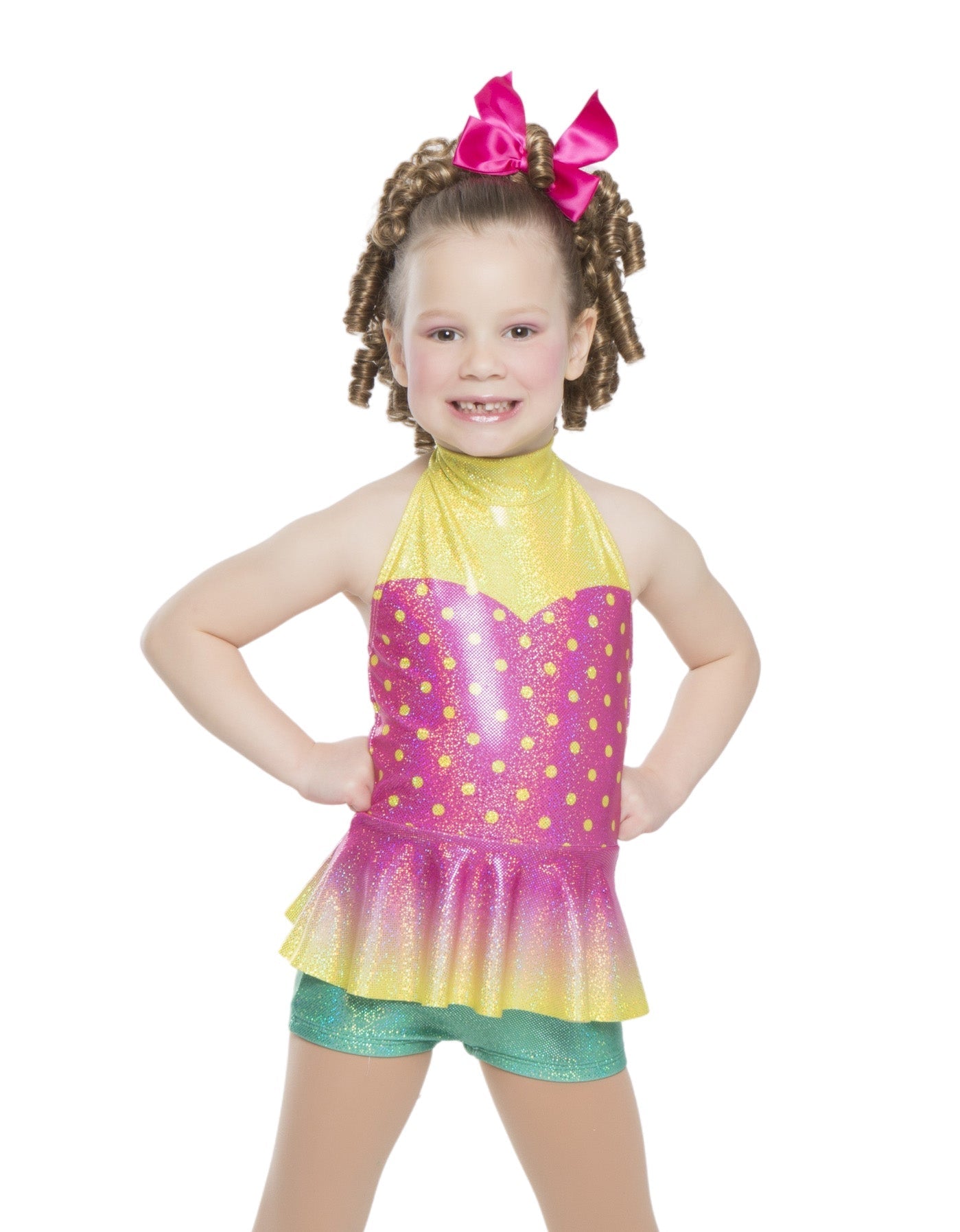 Collare a pois con peplo e collo alla coreana Gogo Flamingo Biketard