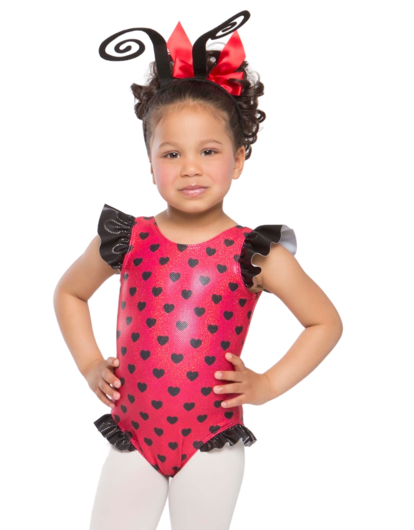 Canotta con maniche arricciate e body per le gambe La La Ladybug Hearts