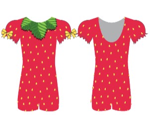 Custom Strawberry with Leaves Puff Sleeve Biketard