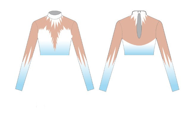 Natale - Top corto a maniche lunghe con scollo a V e scollo a V sulla schiena, stile principessa del ghiaccio