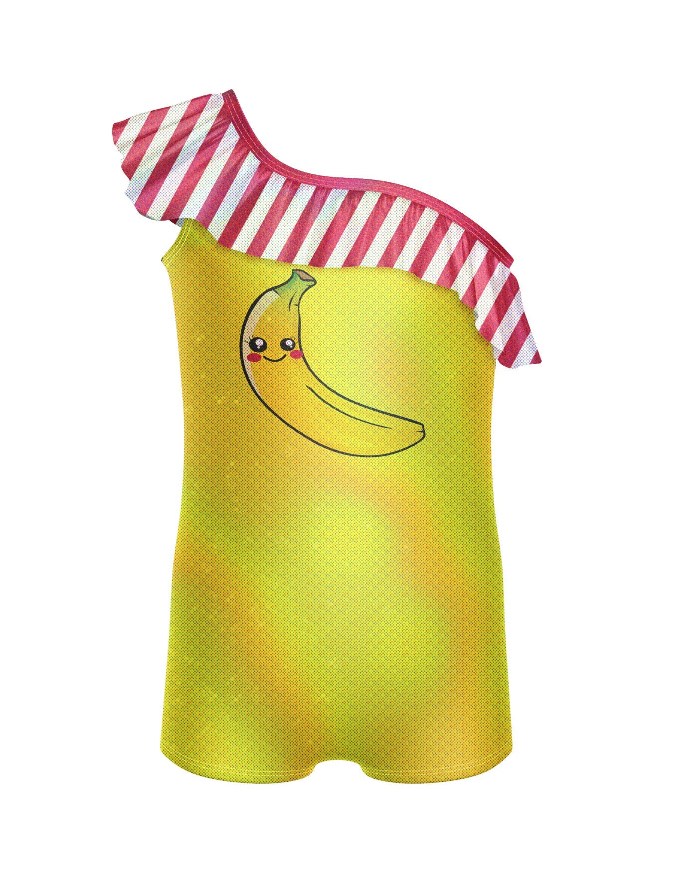 Banana Smoothie Jazz Solid One Shoulder con volant Biketard