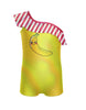 Banana Smoothie Jazz Solid One Shoulder con volant Biketard